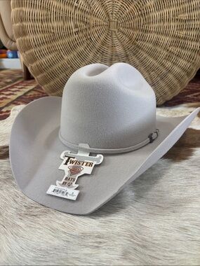 Twister Light Gray Felt Western Cowboy Hat size 8